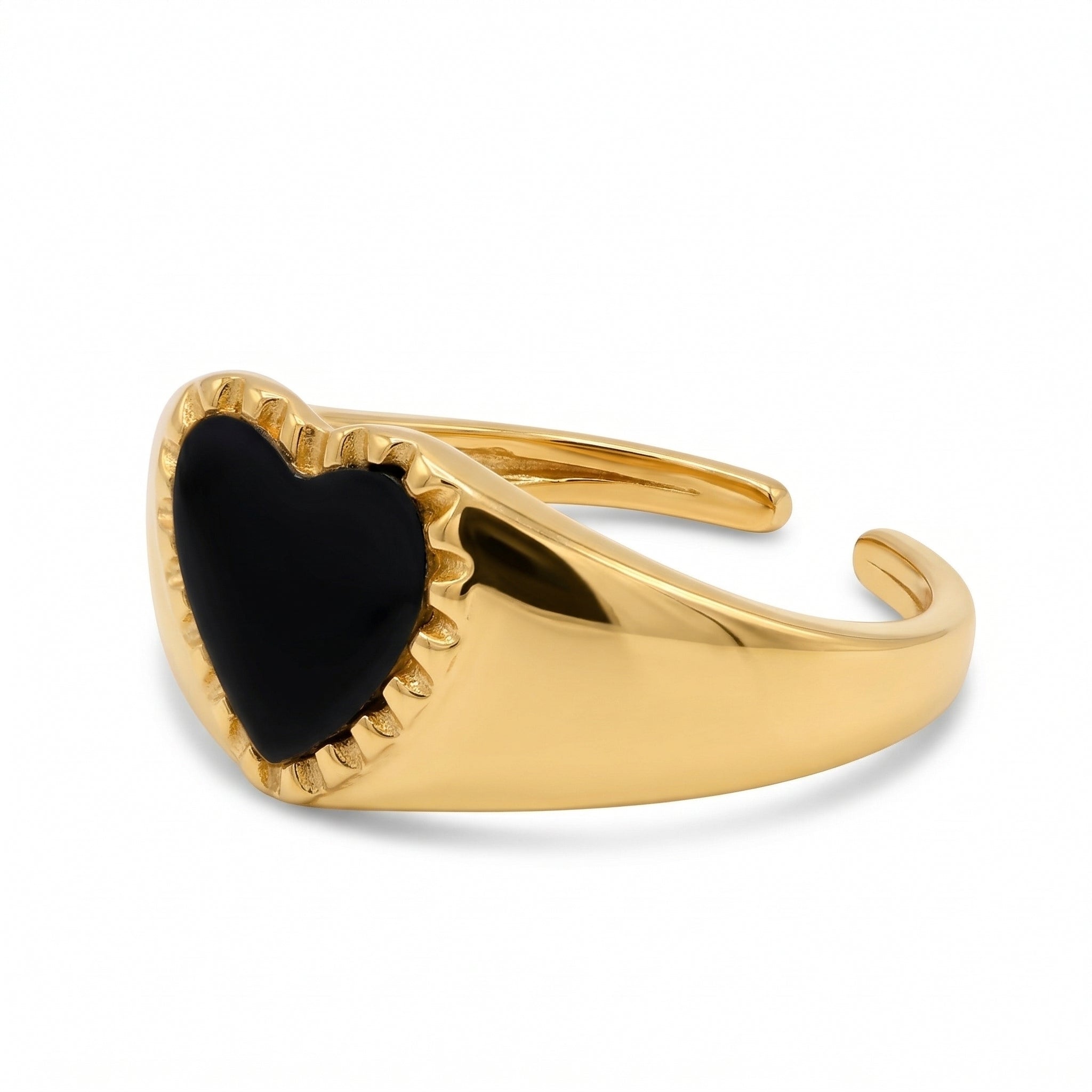 Black Enamel Heart Ring